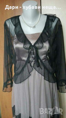 Нежна рокля в бежово и черно🍀❤S/M,M❤🍀арт.4099, снимка 6 - Рокли - 36300087