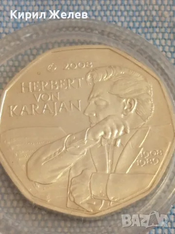 Монета 5 евро 2008г. Австрия Херберт фон Караян диригент 49407, снимка 7 - Нумизматика и бонистика - 48388788