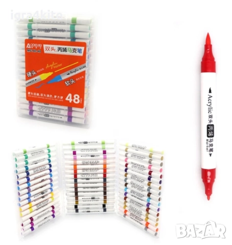 Двустранни и едностранни акрилни маркери в кутия, снимка 10 - Рисуване и оцветяване - 52515588