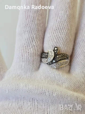 Златен пръстен със 77 Диаманта 14 карата 585, снимка 8 - Пръстени - 50296052