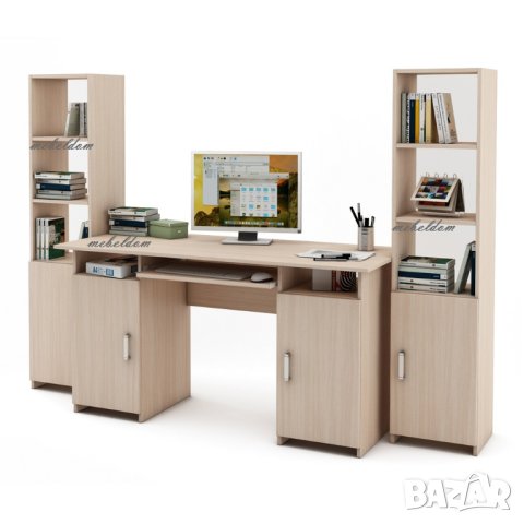 Бюро 143см. с 2 врати,клавиатура и 2 етажерки с плавни врати(код-0916), снимка 4 - Бюра - 41080092