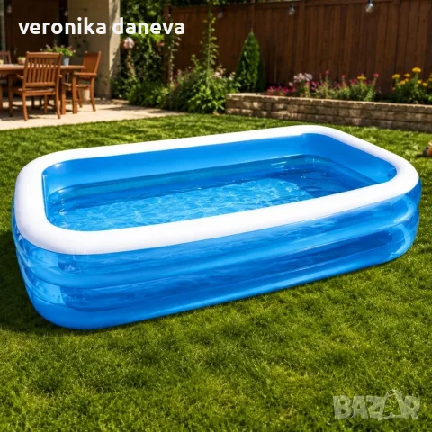Надуваем градински басейн 262x175x50 см – голям семеен PVC басейн за деца и възрастни, 700 л