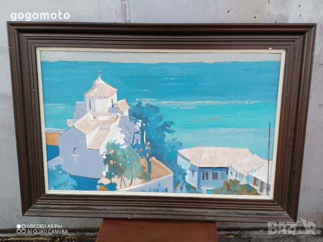 Стара картина, подписана от двама автори, морски пейзаж, снимка 6 - Антикварни и старинни предмети - 35923421