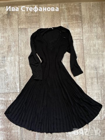 Нова черна ежедневно елегантна рокля рипс рипсена еластична разкроена свободен модел, снимка 7 - Рокли - 42607919