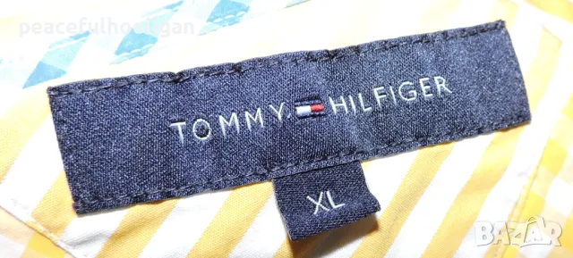 Tommy Hilfiger Mens Yellow/White Checked Shirt - мъжка риза с дълъг ръкав размер XL, снимка 11 - Ризи - 47651381