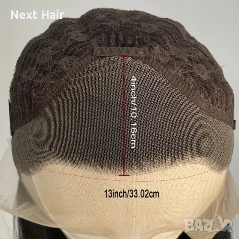 Дълга права кафява перука 70 см - Lace Front 13×4, снимка 4 - Аксесоари за коса - 56002962
