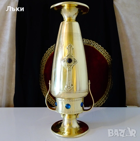 Царски бронзов свещник,ваза,рубин,сапфир,35 см.,780 гр. , снимка 9 - Антикварни и старинни предмети - 51609334