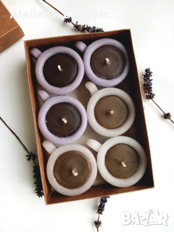 Ароматни чаени свещички чашки с кафе 6 бр, подарък за гости, снимка 5 - Декорация за дома - 53619585