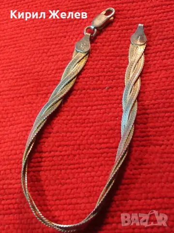 НЕЖНА ЛЕНТОВИДНА СРЕБЪРНА ГРИВНА СРЕБРО 925 MADE in ITALY с БЯЛА ПОЗЛАТА - ЧАСТ от КОМПЛЕКТ 50138, снимка 11 - Гривни - 49378674