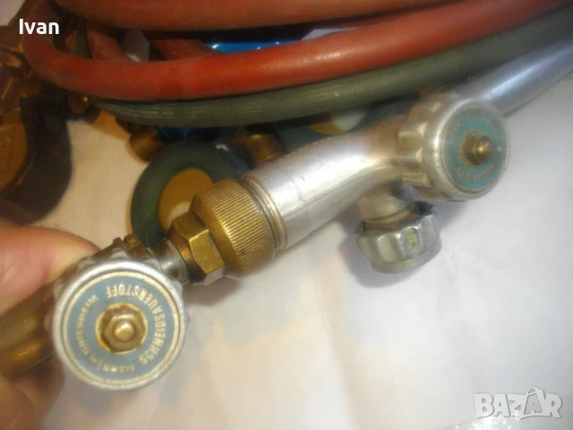 MESSER GRIESHEIM ОКСИЖЕН 44см РЕЗАК МАРКУЧИ 2Х7,4м РЕДУЦИР ВЕНТИЛИ АЦЕТИЛЕН-КИСЛОРОД ИСКРОГАСИТЕЛИ, снимка 17 - Други инструменти - 51109051