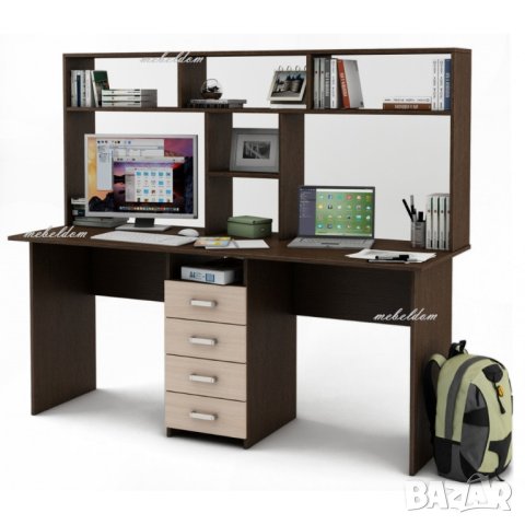 Бюро 175см. за двама с надстройка и 4 чекмеджета(код-1101), снимка 2 - Бюра - 40955000