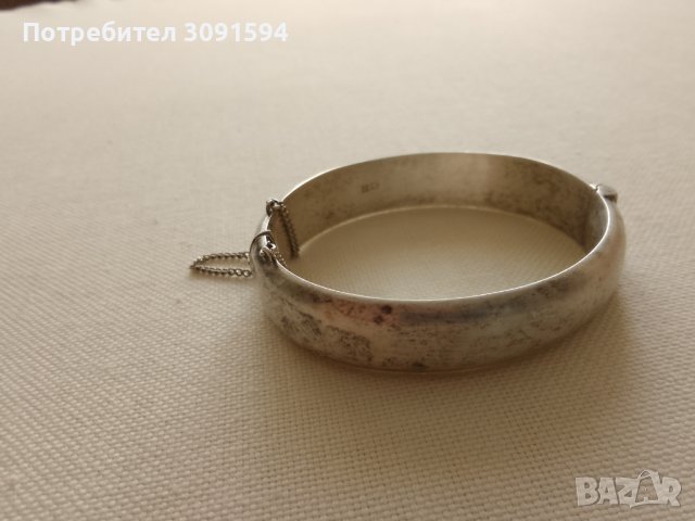 Винтидж английска гравирана гривна от 70-те години на пантите, сребро 925, проба 379 -20грама,предпа, снимка 14 - Антикварни и старинни предмети - 41826899