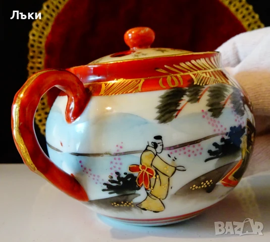 Захарница японски порцелан Kutani,злато. , снимка 3 - Антикварни и старинни предмети - 51230466