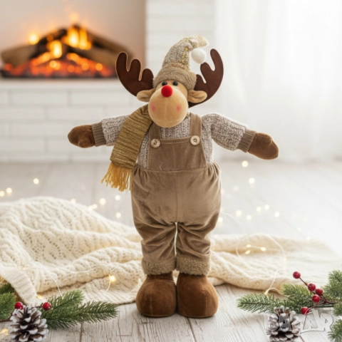 Плюшено еленче със зимни дрехи и червено носле, снимка 7 - Други стоки за дома - 52134023