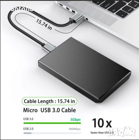 Micro USB 3.0 кабел, USB 3.0 A към Micro B суперскоростен кабел за данни , снимка 6 - Кабели и адаптери - 42591233