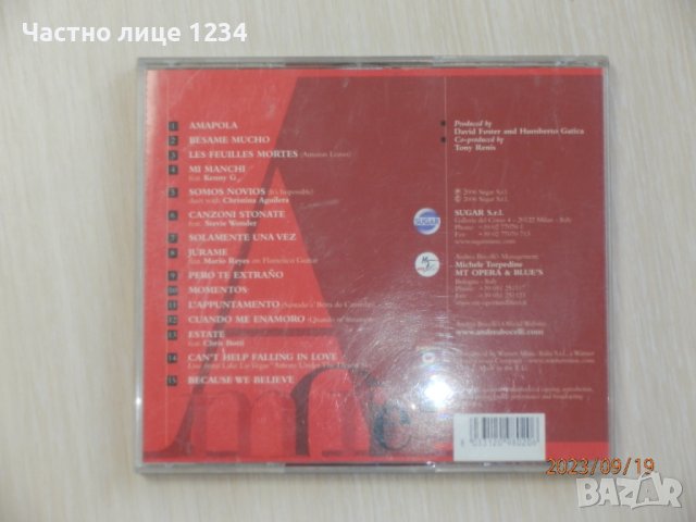 Оригинален диск - Andrea Bocelli - Amore - 2006, снимка 2 - CD дискове - 42323270