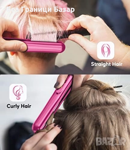 Нова Мини преса за коса 2 в 1, 0.5" керамична, за пътуване бретон жени, снимка 4 - Преси за коса - 51577964