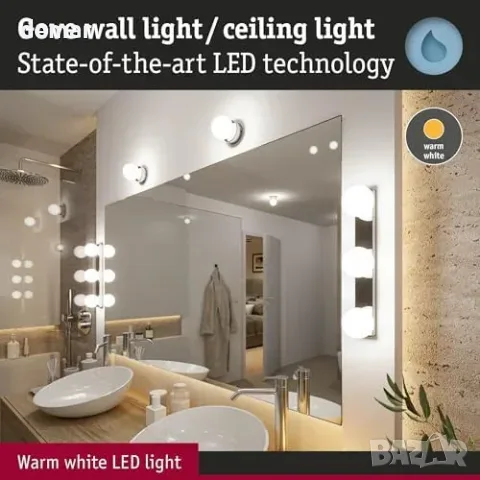 LED плафон Paulmann 71064 Gove, 5 W, 400 lm, 3000 K, IP44, хром, снимка 5 - Други стоки за дома - 56228514