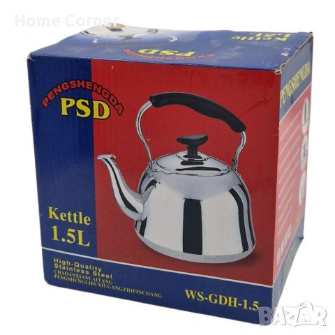 ЧАЙНИК 1.5 ЛИТРА, НЕРЪЖДАЕМА СТОМАНА, С ЦЕДКА, снимка 3 - Аксесоари за кухня - 44232153