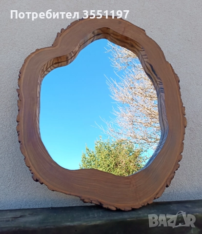 Голямо ОГЛЕДАЛО с масивна дървена рамка от дънер с външен ръб, снимка 2 - Огледала - 52897096