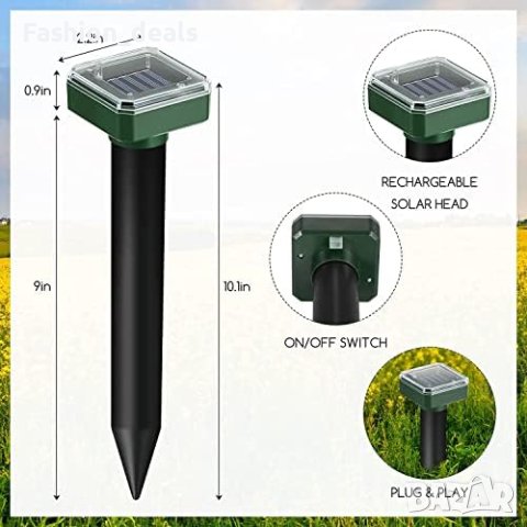 Нови 2 броя Слънчев Отблъскващ репелент за къртици мишки гризачи, снимка 2 - Други - 41650419