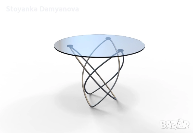 Нова Трапезна маса ф90 от полирана неръждаема стомана и закалено стъкло, снимка 2 - Маси - 51455533