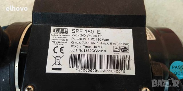 Помпа за вода T.I.P SPF 180 E, снимка 3 - Напояване - 42592668