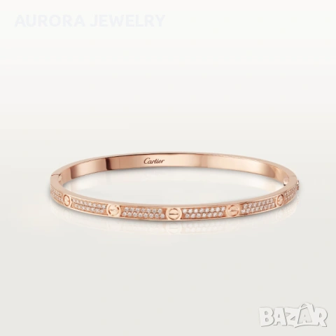 CARTIER Love Small Paved Rose Gold Diamonds Гривна с Отверка, снимка 9 - Гривни - 53054275