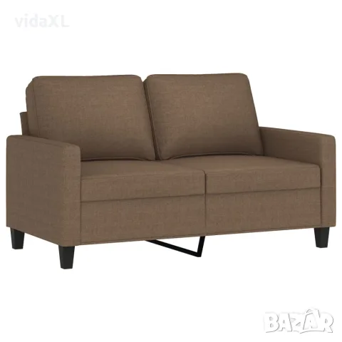 vidaXL Комплект дивани от 3 части с възглавници, кафяв, плат, снимка 4 - Дивани и мека мебел - 56146682