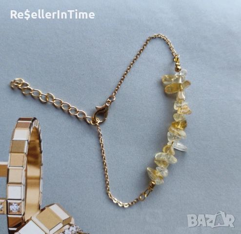 Нова гривна с цитрин, в златисто 