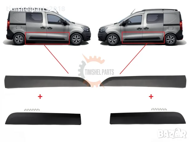 Покривни защитни лайсни – 4 врати (предни и задни) за Renault Express след 2021 г.
