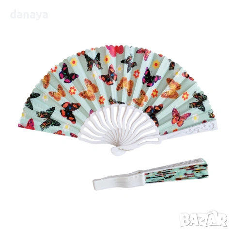 6452 Сгъваемо дамско ветрило с пеперуди за разхлаждане и подарък, снимка 2 - Други - 53673727