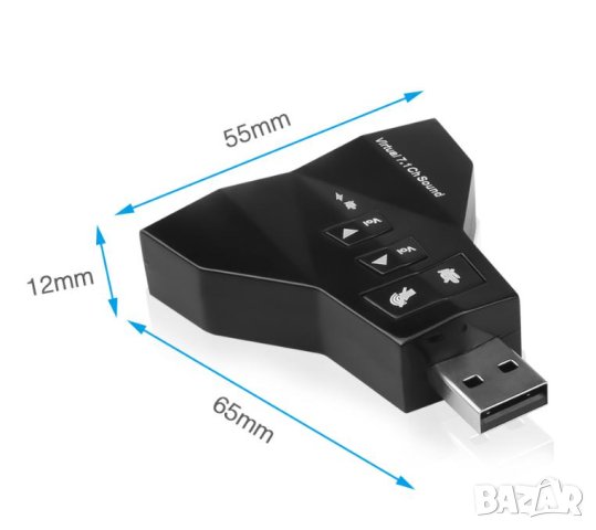 7.1 3D USB Sound Card Аудио Адаптер Двойна Звукова Карта за 2 Потребителя с 2 Микрофона и 2 Слушалки, снимка 5 - Слушалки за компютър - 41328977