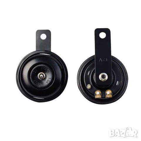 Комплект черни електрически клаксони 12V 90 mm