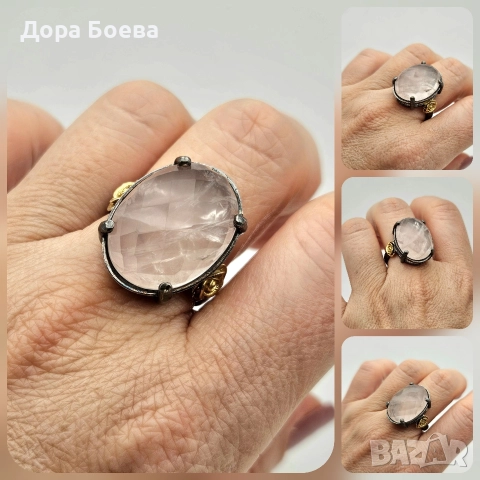 Сребърен пръстен: "Роуз", снимка 4 - Пръстени - 52634321