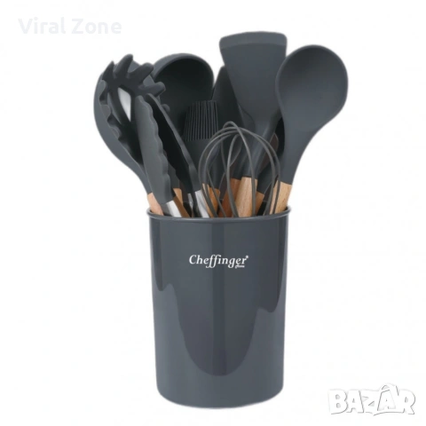Комплект 12 части кухненски прибори със стойка Cheffinger , снимка 2 - Прибори за хранене, готвене и сервиране - 53239718