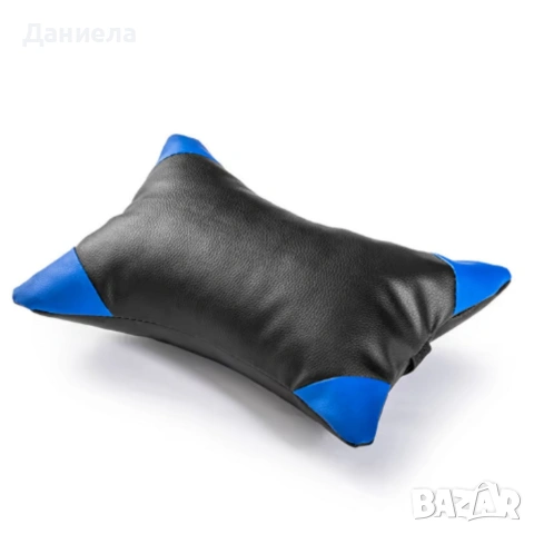 Геймърски стол с поставка за крака – черно-син, въртящ, с масажна функция и спортен дизайн, снимка 6 - Столове - 53237807