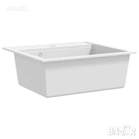 vidaXL Гранитна кухненска мивка с едно корито, бяла, снимка 3 - Мивки - 56146072