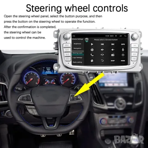 Мултимедия с Андроид за Ford Focus, S-Max, Tansit, Mondeo, Galaxy, C-Max, Kuga, Двоен дин, Android, снимка 7 - Аксесоари и консумативи - 49942478