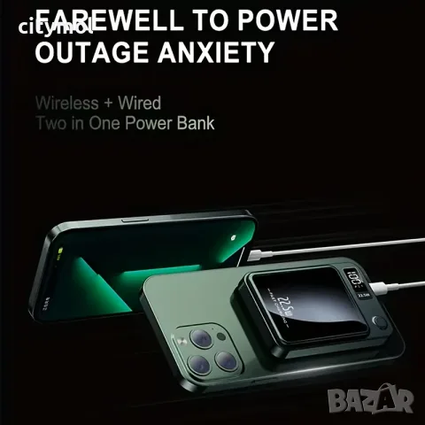 Външна батерия (Power Bank) 10000mAh с 22.5W бързо зареждане и безжично зареждане, снимка 5 - Външни батерии - 56020380