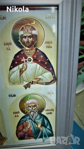 Икона на четирима български владетели Боян ,Борис I, Давид и Петър I, снимка 5 - Икони - 41084467