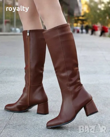 Ботуши на ток - кафява кожа