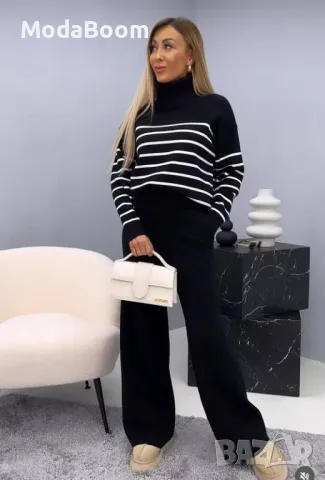 Дамски комплект пуловер и панталон от трико, снимка 2 - Комплекти - 48318985