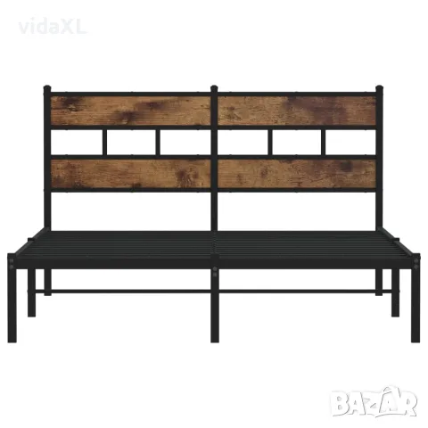 vidaXL Метална рамка за легло, без матрак, опушен дъб, 160x200 см, снимка 4 - Спални и легла - 56147484