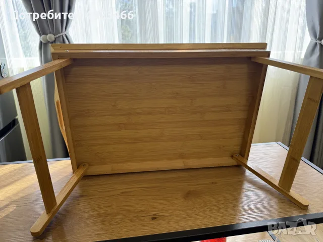 сгъваема бамбукова масичка / поднос за легло, снимка 4 - Аксесоари за кухня - 56247283