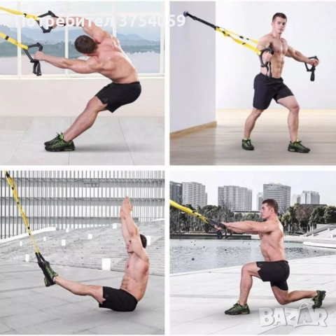 TRX Мултифункционален фитнес уред с ленти, снимка 5 - Фитнес уреди - 52358353
