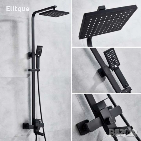 Комплект душ колона, стенен монтаж, двойно управление, керамика, 131-200 мм, черна, снимка 5 - Други стоки за дома - 52854058