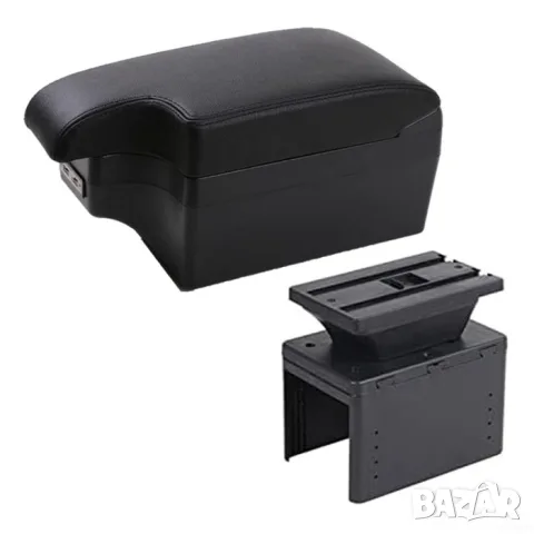 Подлакътник за автомобил с 6 USB порта от черна еко кожа