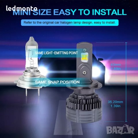 XHP 50 LED лед крушки h7 h4 hb3 hb4 h1 110W led н7 н4 н1, снимка 3 - Части - 39271669