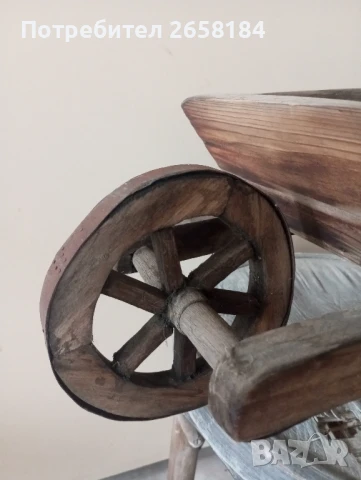 Ръчно изработена декоративна дървена каручка 70см., снимка 2 - Антикварни и старинни предмети - 51028338